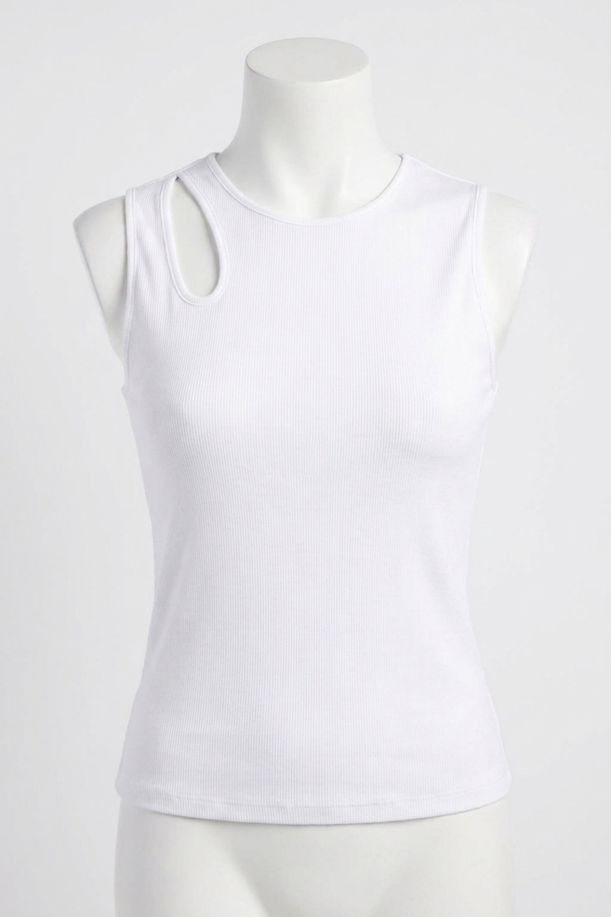 NEW MONROW women's cut out top in white